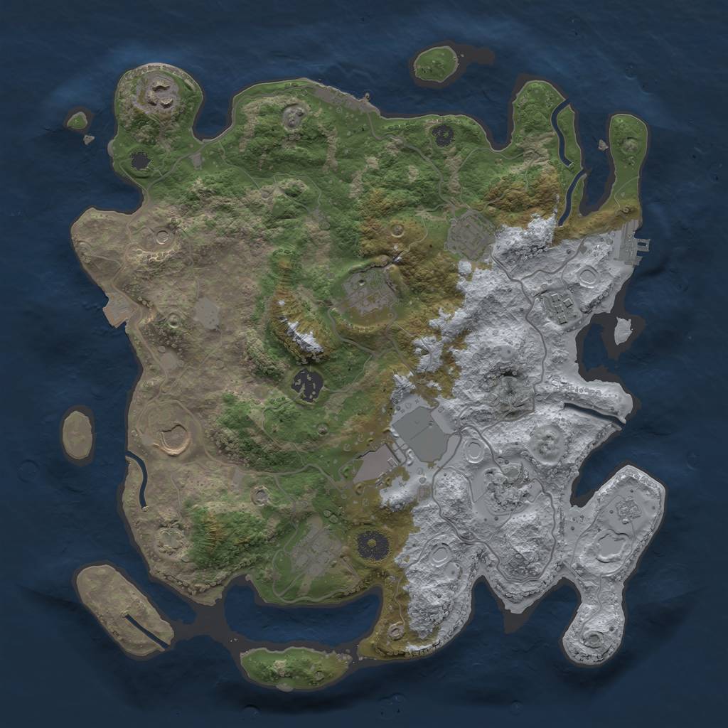 Rust Map: Procedural Map, Size: 3500, Seed: 919336432, 17 Monuments