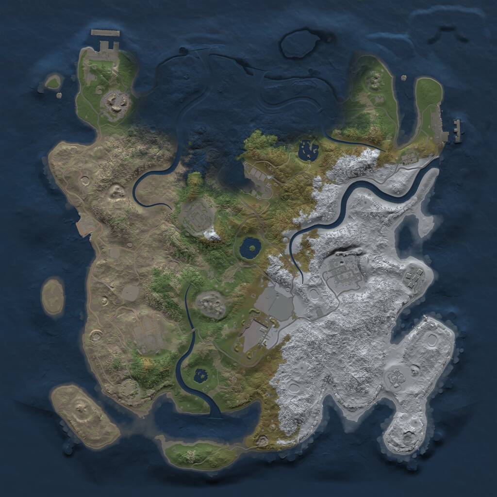Rust Map: Procedural Map, Size: 3500, Seed: 919336432, 14 Monuments
