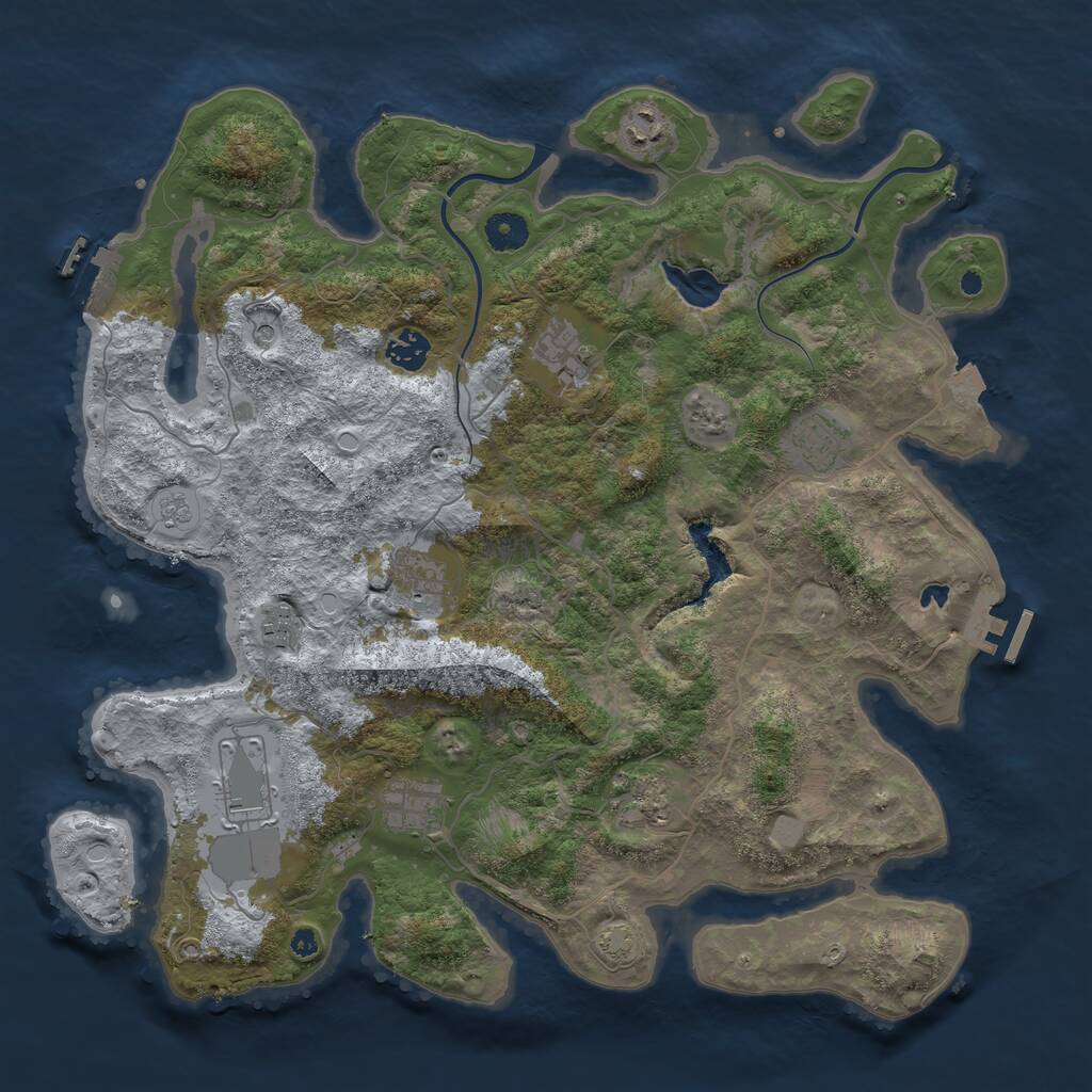 Rust Map: Procedural Map, Size: 4000, Seed: 3125, 15 Monuments