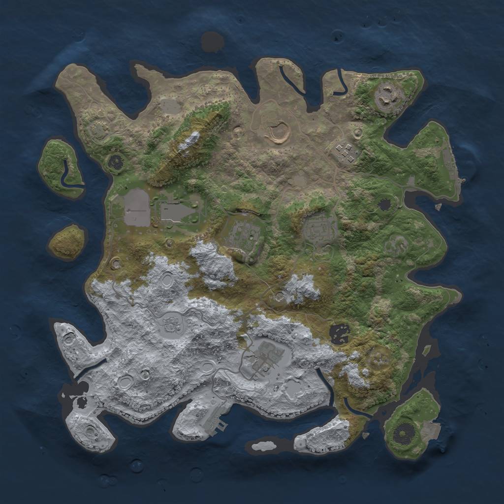 Rust Map: Procedural Map, Size: 3500, Seed: 1324291089, 16 Monuments