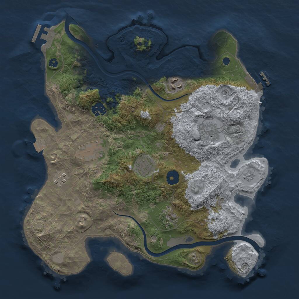 Rust Map: Procedural Map, Size: 3250, Seed: 674631557, 13 Monuments