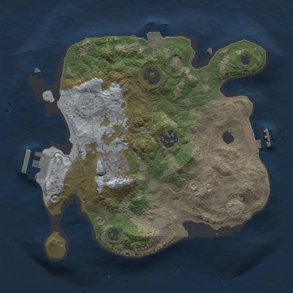 Rust Map: Procedural Map, Size: 2500, Seed: 1730599023, 9 Monuments