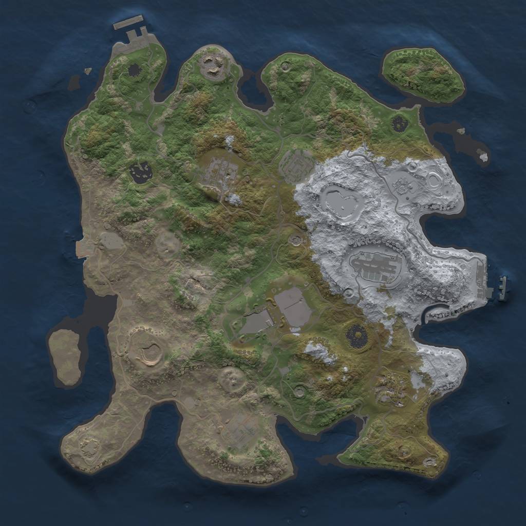 Rust Map: Procedural Map, Size: 3500, Seed: 1736961481, 17 Monuments