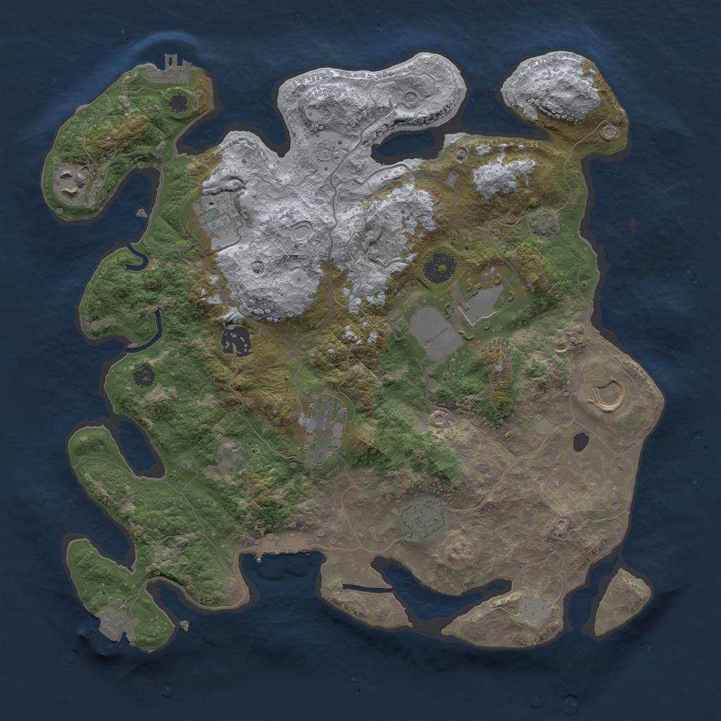 Rust Map: Procedural Map, Size: 3500, Seed: 666219994, 15 Monuments