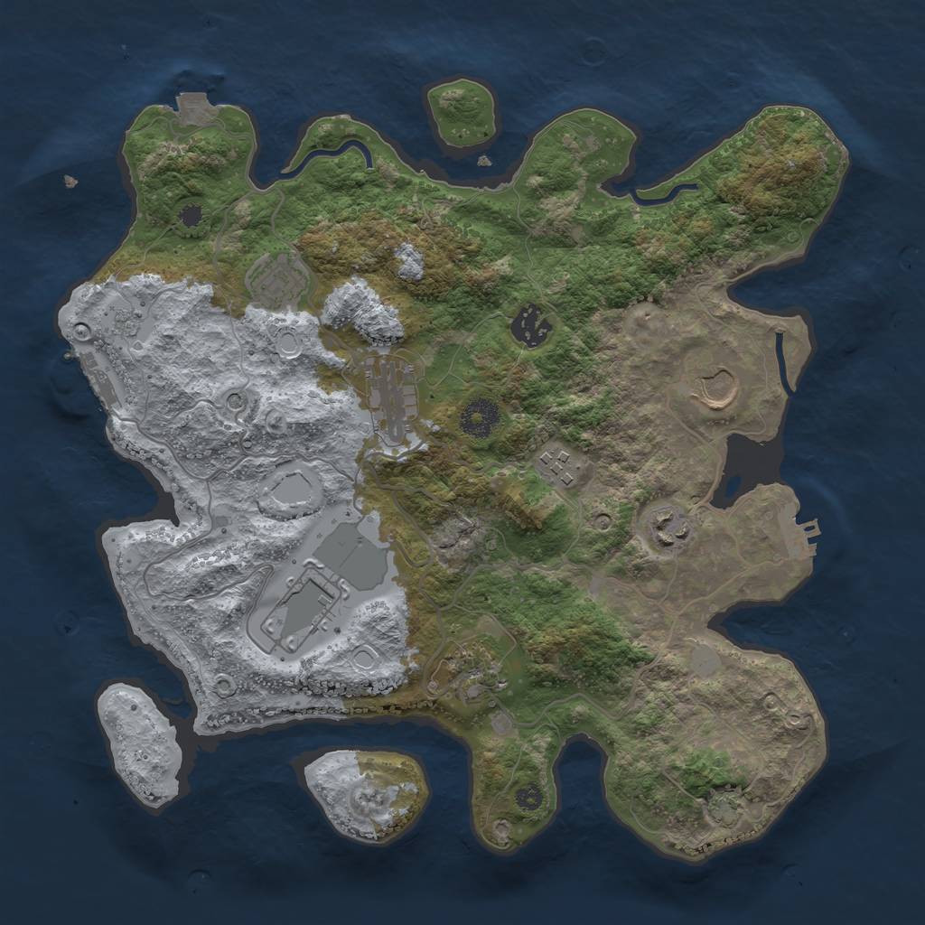 Rust Map: Procedural Map, Size: 3500, Seed: 113696645, 16 Monuments