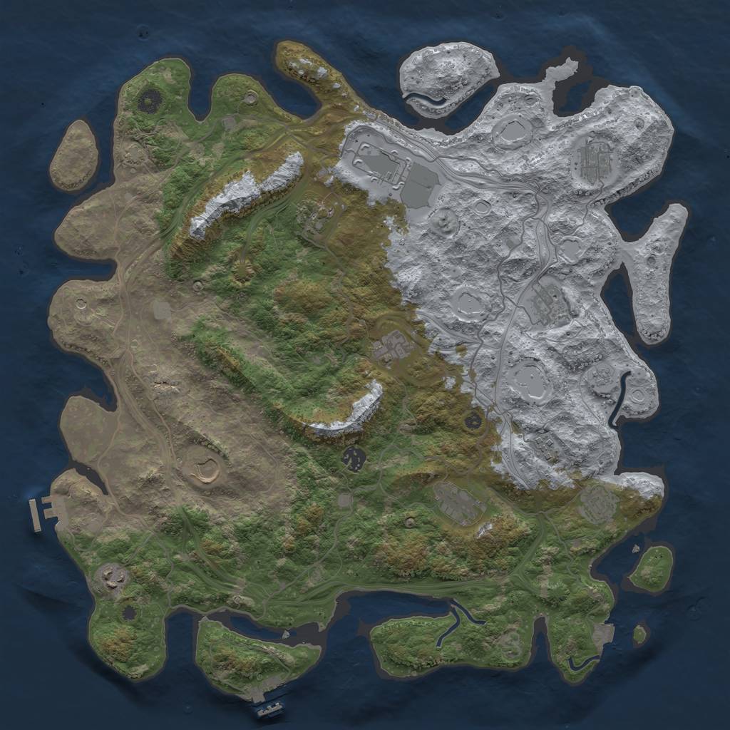 Rust Map: Procedural Map, Size: 4500, Seed: 934798885, 19 Monuments