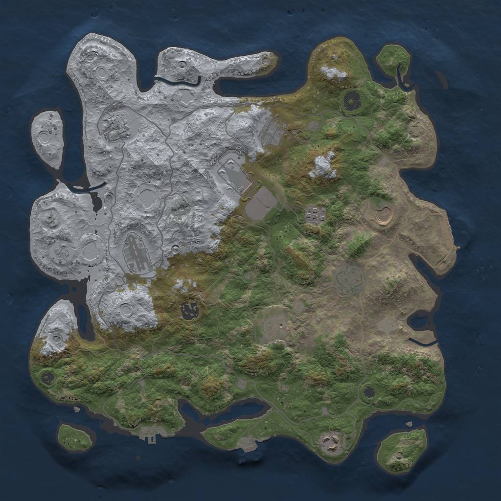 Rust Map: Procedural Map, Size: 4000, Seed: 51765681, 18 Monuments