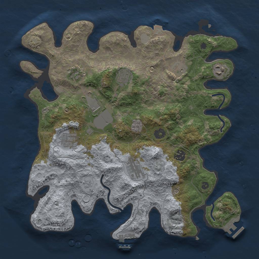 Rust Map: Procedural Map, Size: 3500, Seed: 1909829035, 17 Monuments