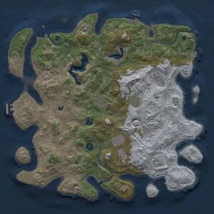 Thumbnail Rust Map: Procedural Map, Size: 4250, Seed: 1690107396, 15 Monuments