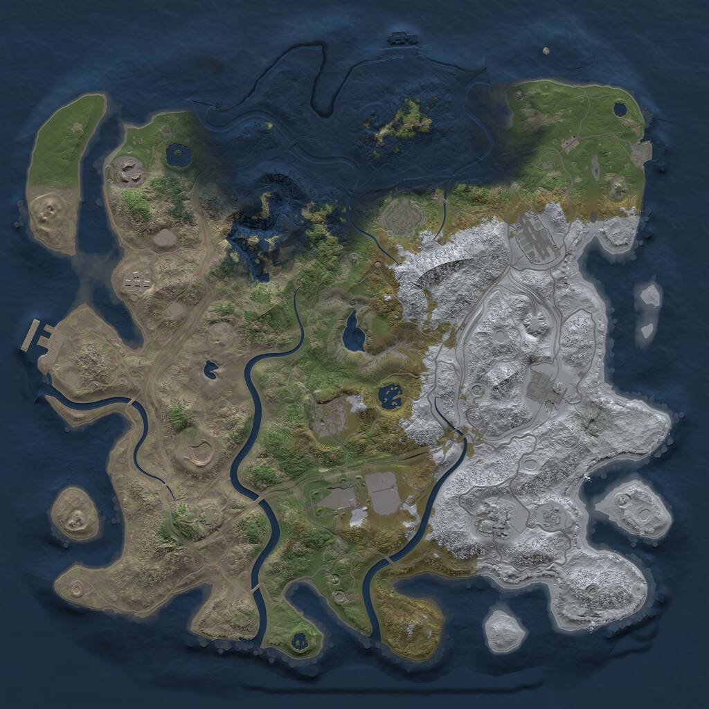 Rust Map: Procedural Map, Size: 4250, Seed: 1690107396, 16 Monuments