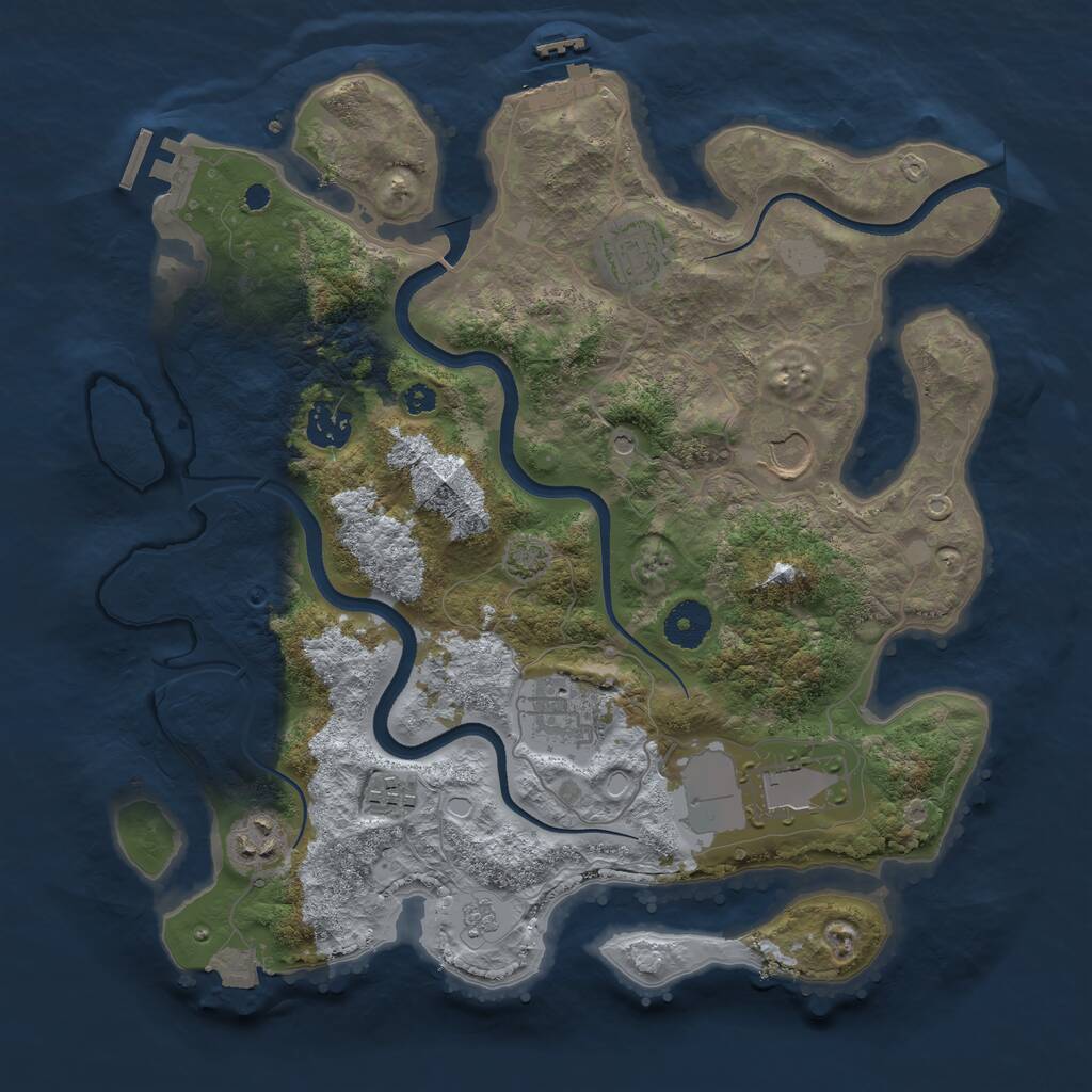 Rust Map: Procedural Map, Size: 3500, Seed: 873043736, 13 Monuments