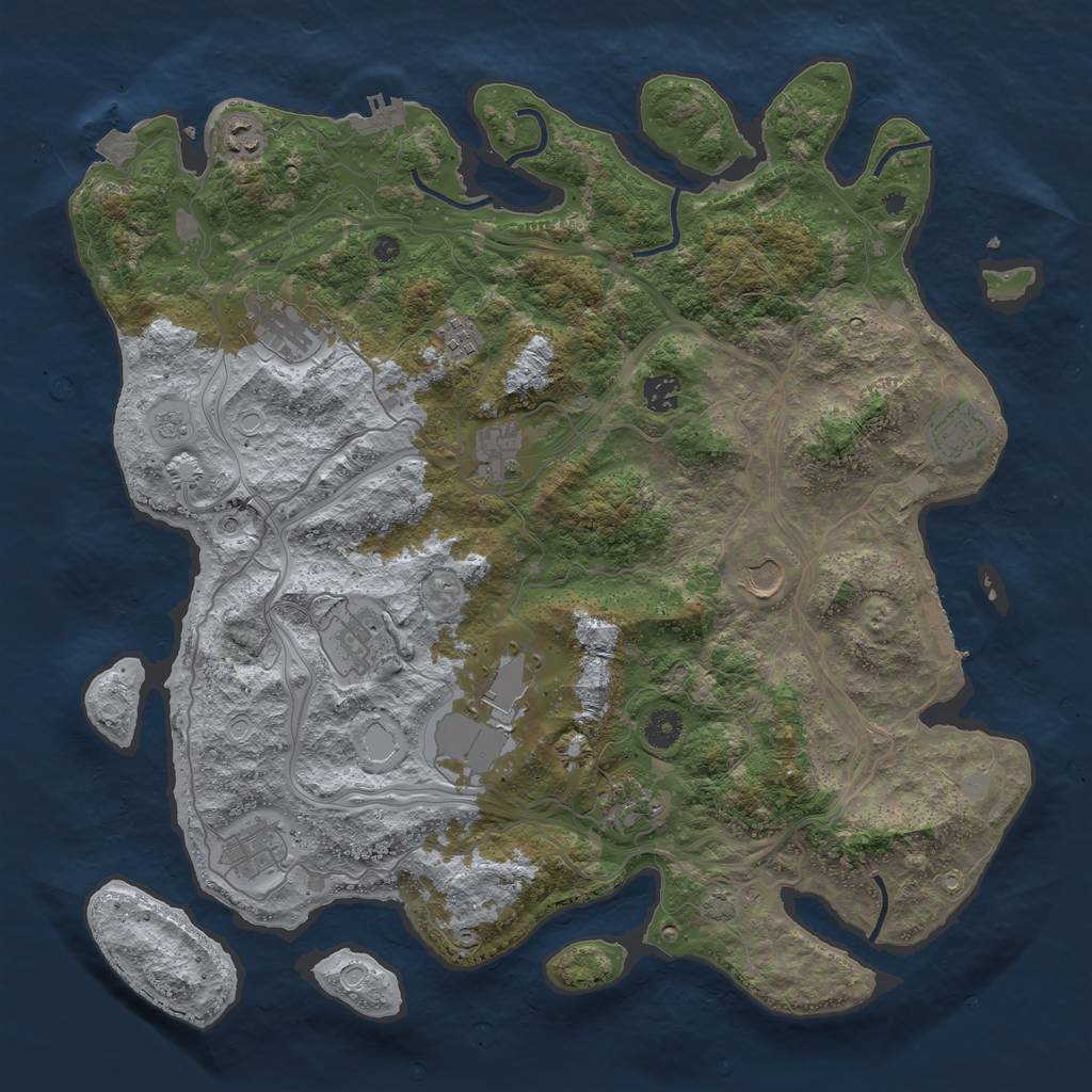 Rust Map: Procedural Map, Size: 4250, Seed: 1380402392, 19 Monuments