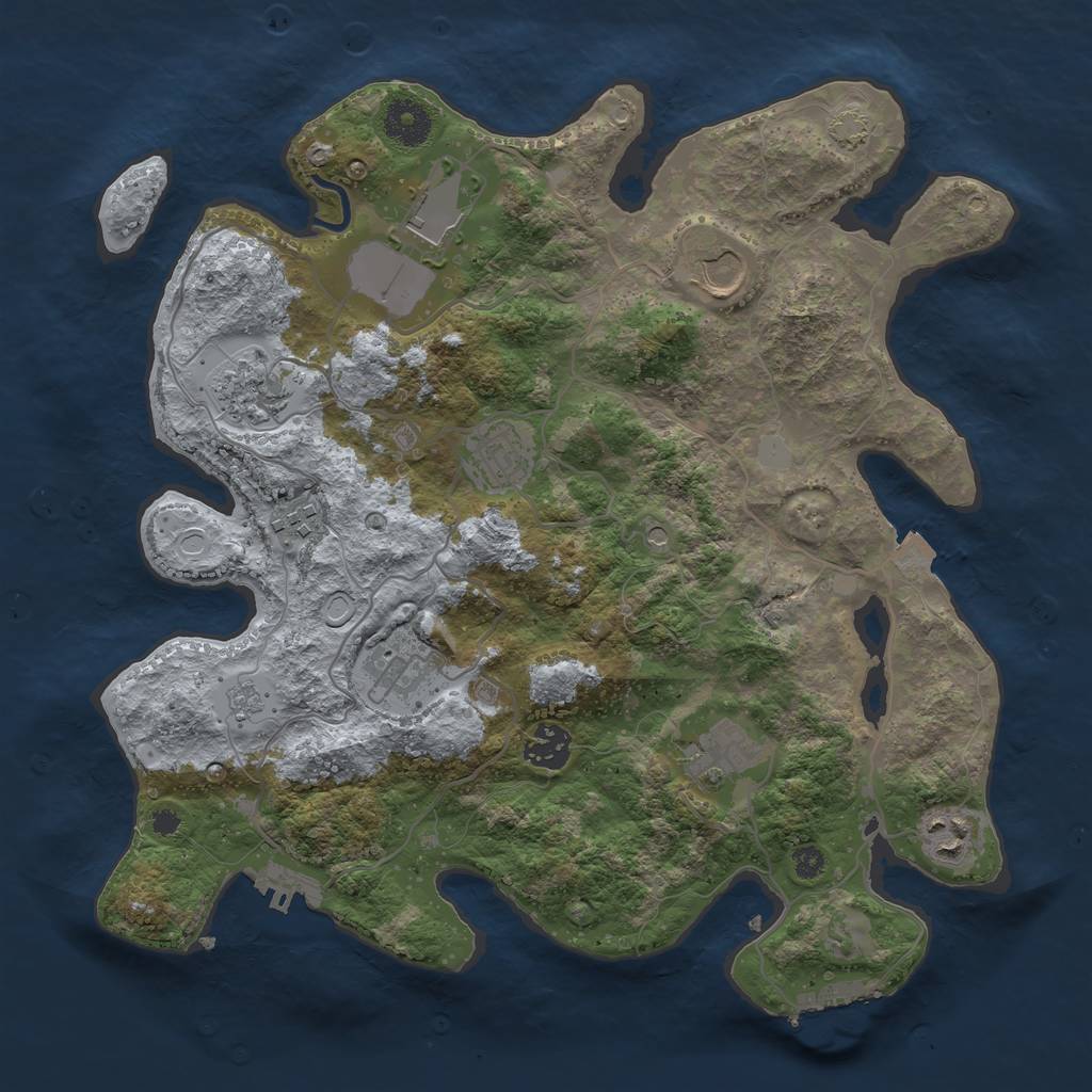 Rust Map: Procedural Map, Size: 3500, Seed: 733943506, 17 Monuments