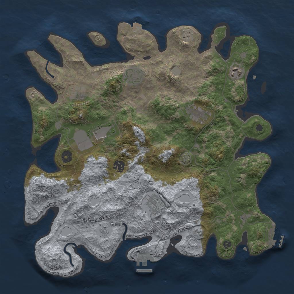 Rust Map: Procedural Map, Size: 3750, Seed: 42594078, 16 Monuments