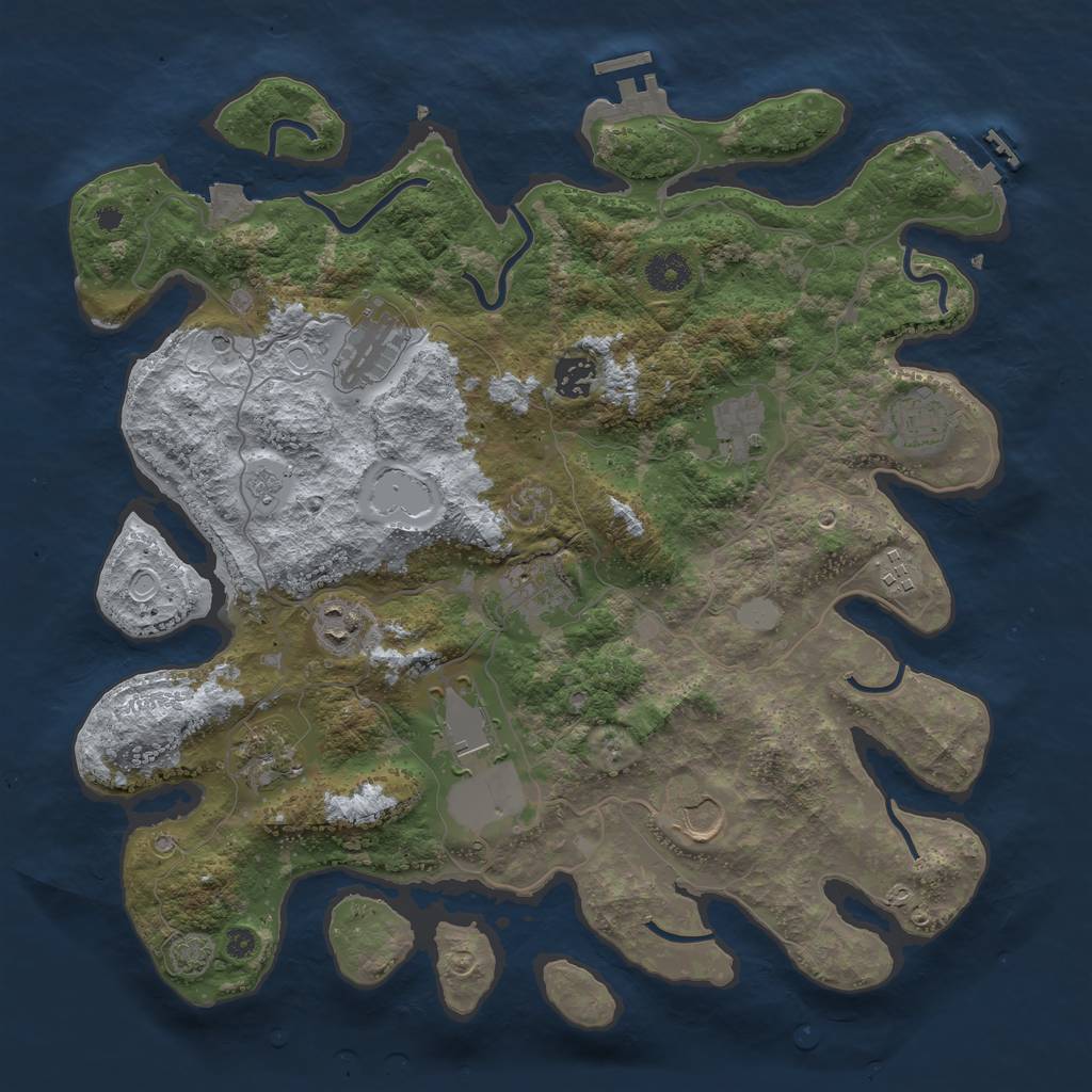 Rust Map: Procedural Map, Size: 3800, Seed: 3419263, 18 Monuments