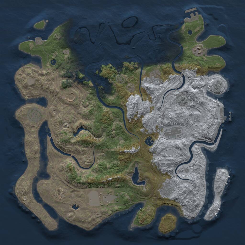 Rust Map: Procedural Map, Size: 4250, Seed: 2063411613, 16 Monuments