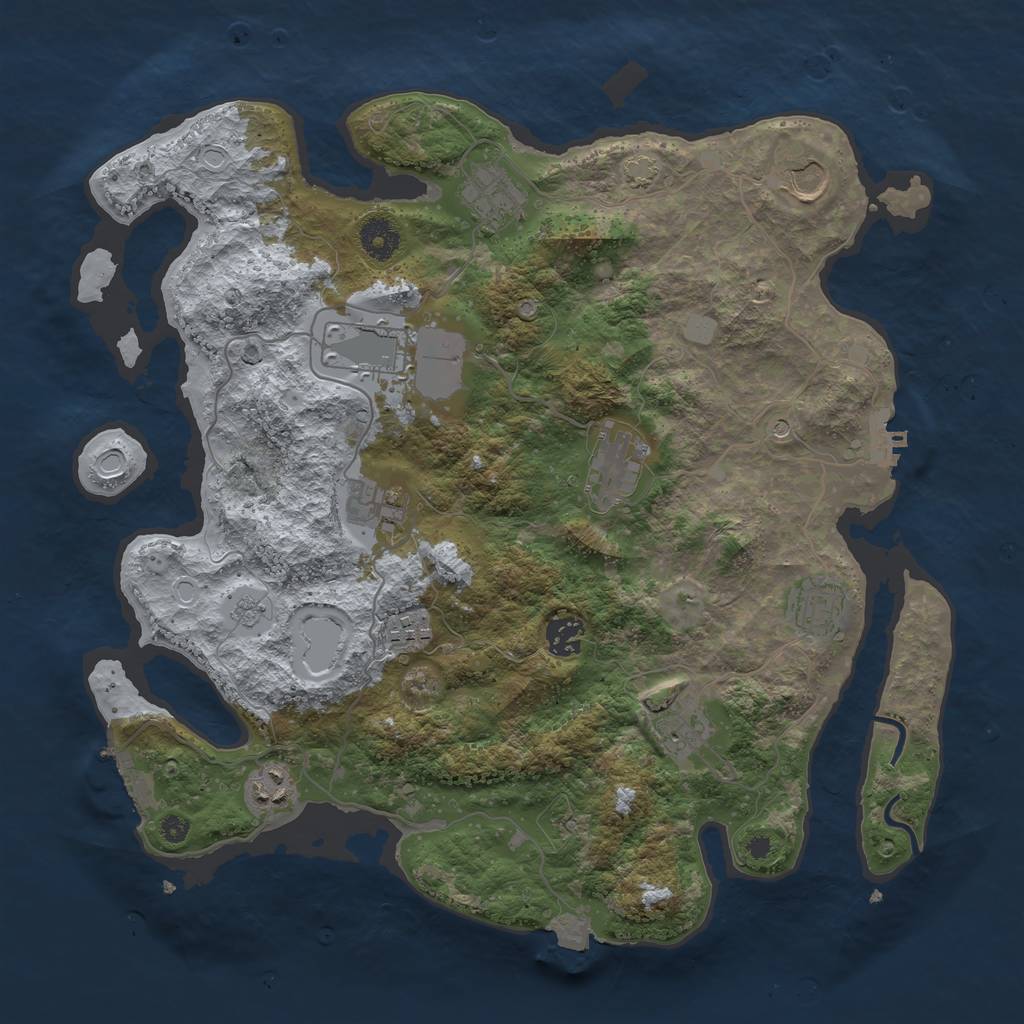 Rust Map: Procedural Map, Size: 3800, Seed: 53057309, 18 Monuments