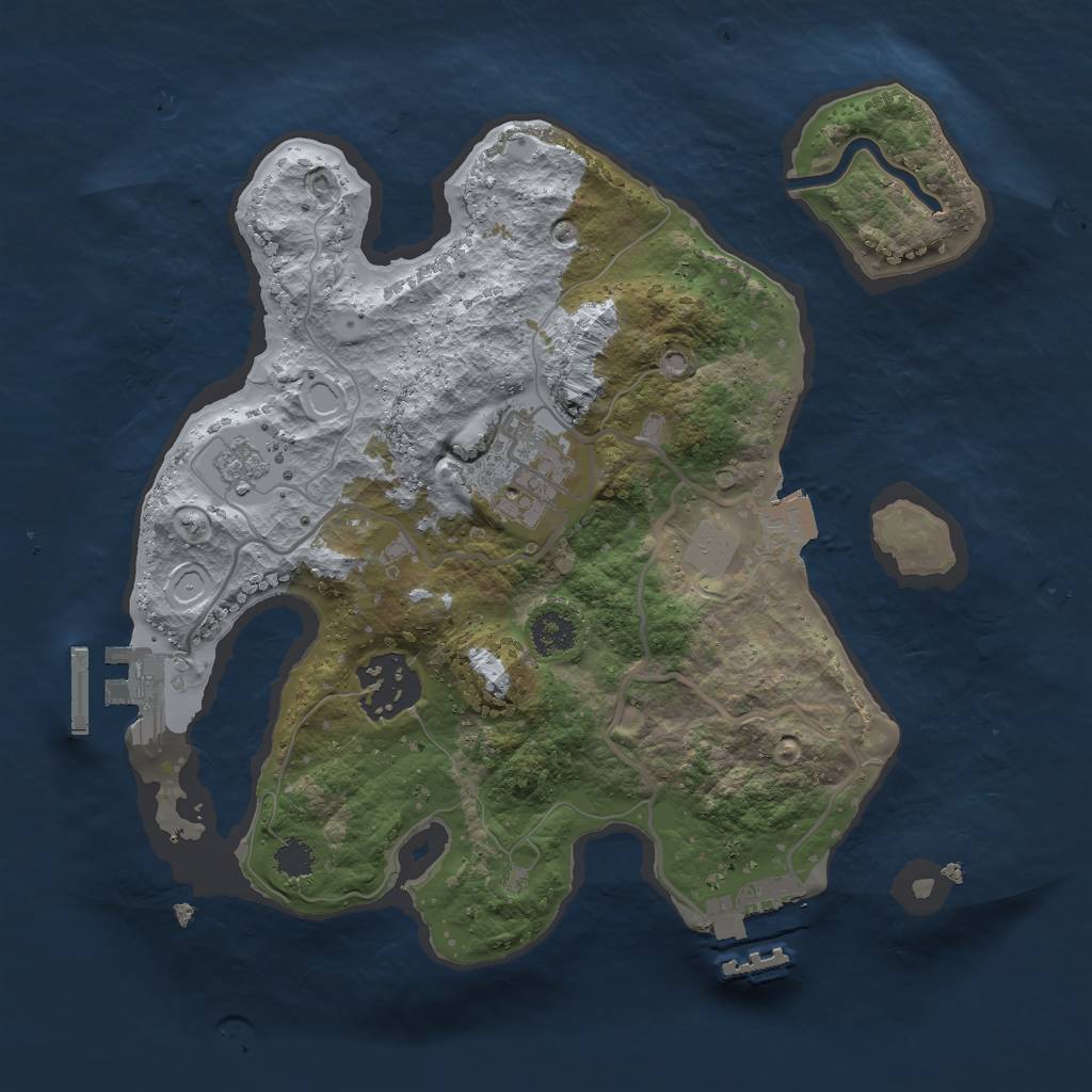 Rust Map: Procedural Map, Size: 2500, Seed: 710497275, 8 Monuments