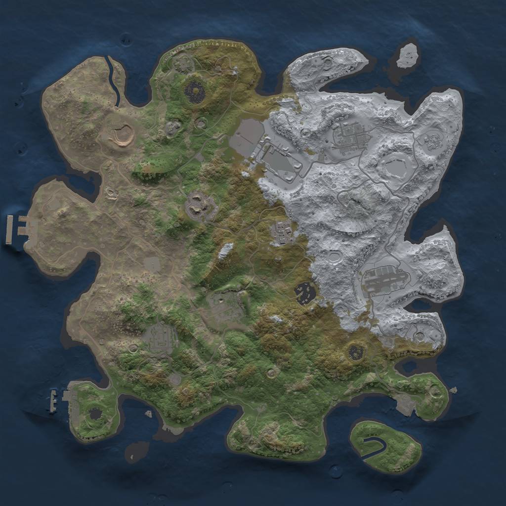 Rust Map: Procedural Map, Size: 3500, Seed: 1448389292, 17 Monuments