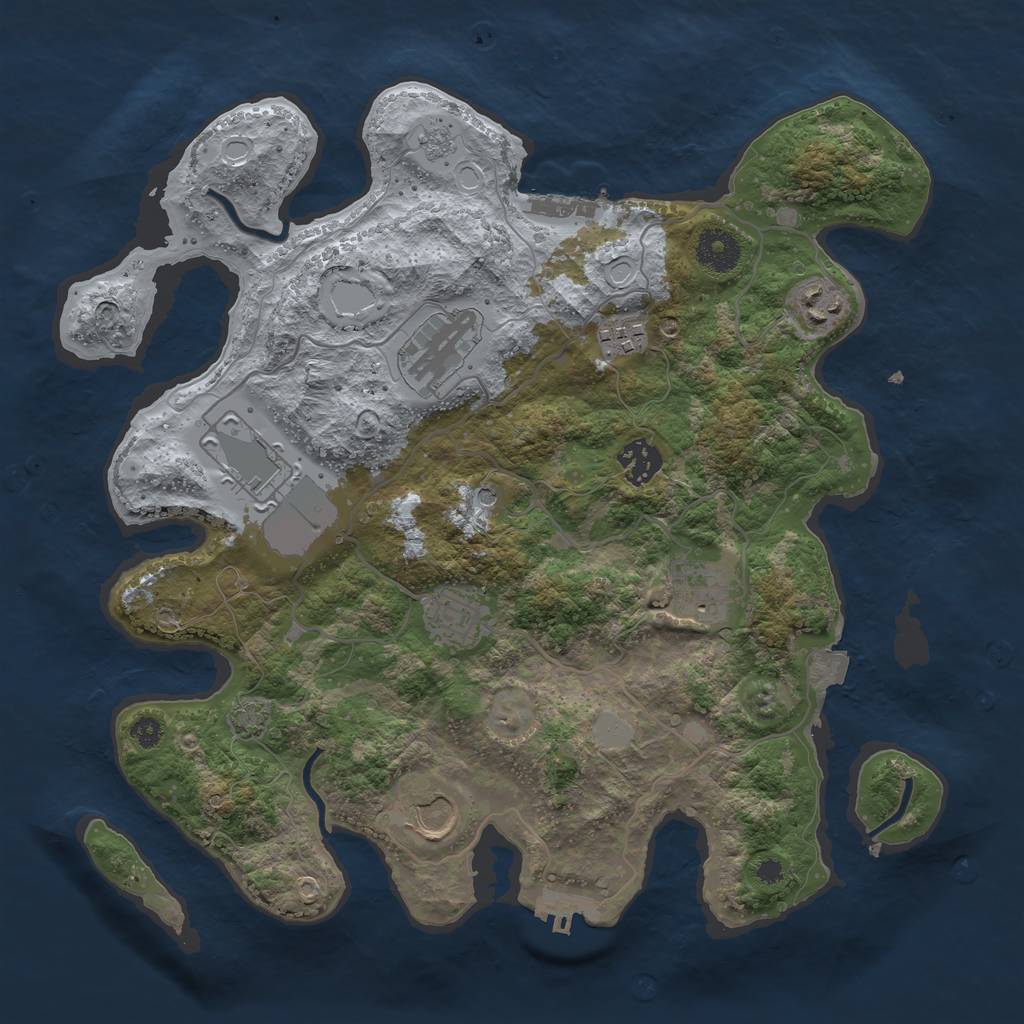 Rust Map: Procedural Map, Size: 3500, Seed: 1100962747, 16 Monuments