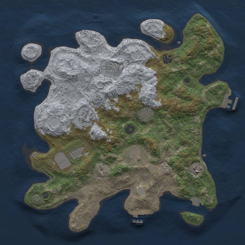 Rust Map: Procedural Map, Size: 3800, Seed: 282387612, 16 Monuments