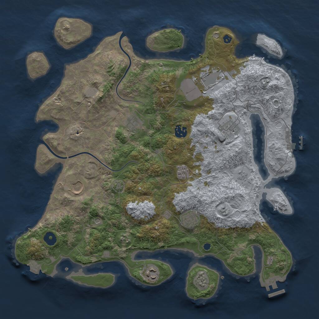 Rust Map: Procedural Map, Size: 3750, Seed: 334721545, 14 Monuments