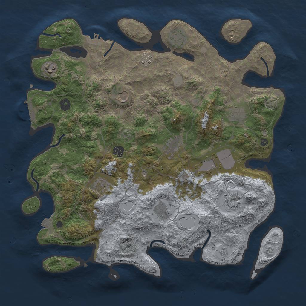 Rust Map: Procedural Map, Size: 4000, Seed: 94857, 19 Monuments
