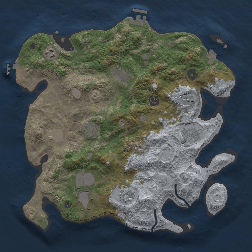 Rust Map: Procedural Map, Size: 3500, Seed: 815608008, 17 Monuments