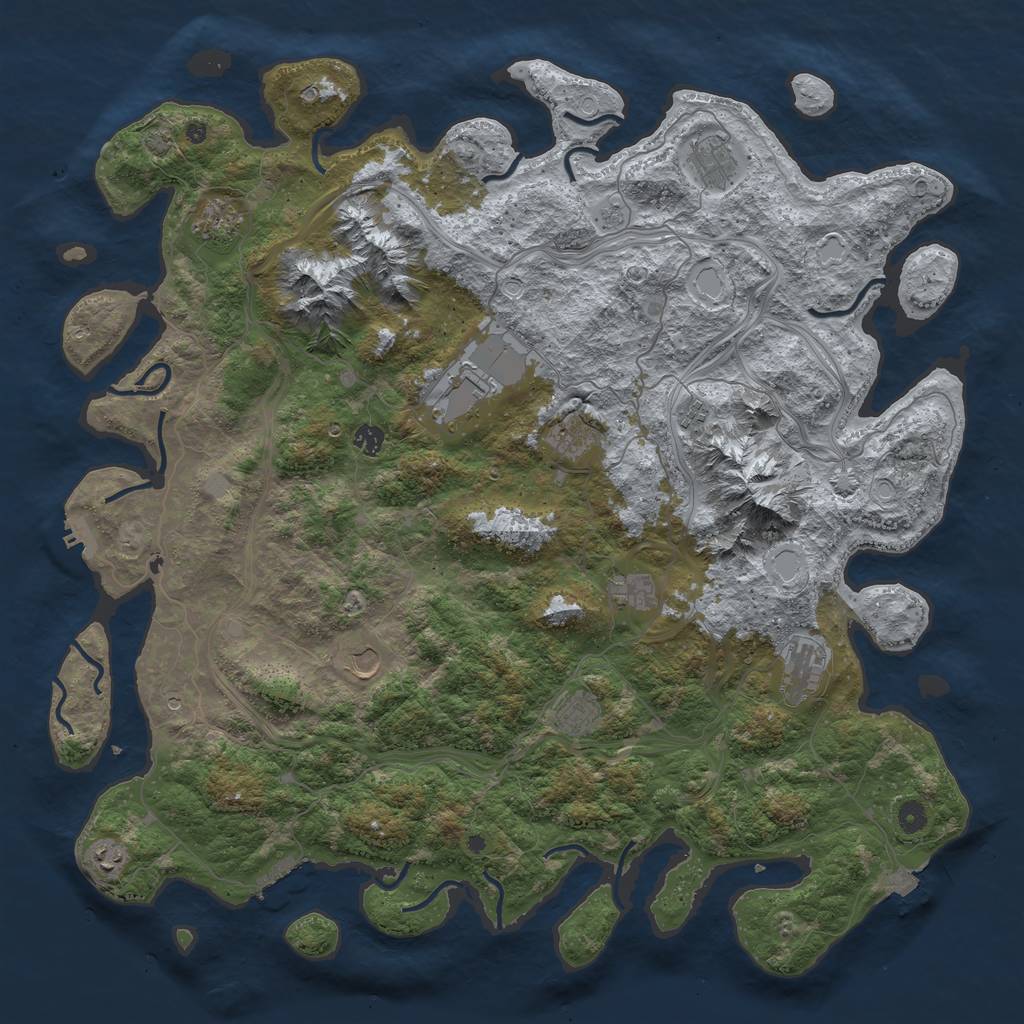 Rust Map: Procedural Map, Size: 5000, Seed: 1763590501, 19 Monuments