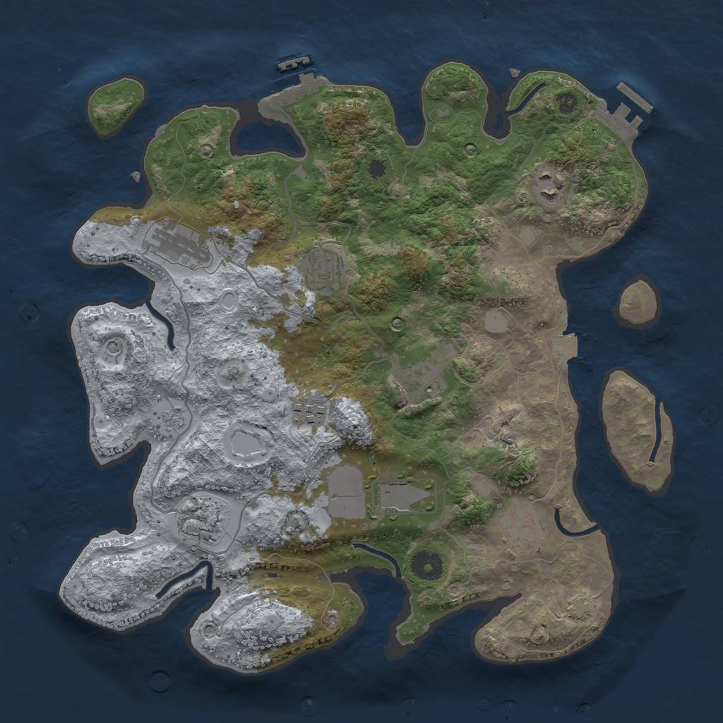 Rust Map: Procedural Map, Size: 3500, Seed: 1965946372, 16 Monuments