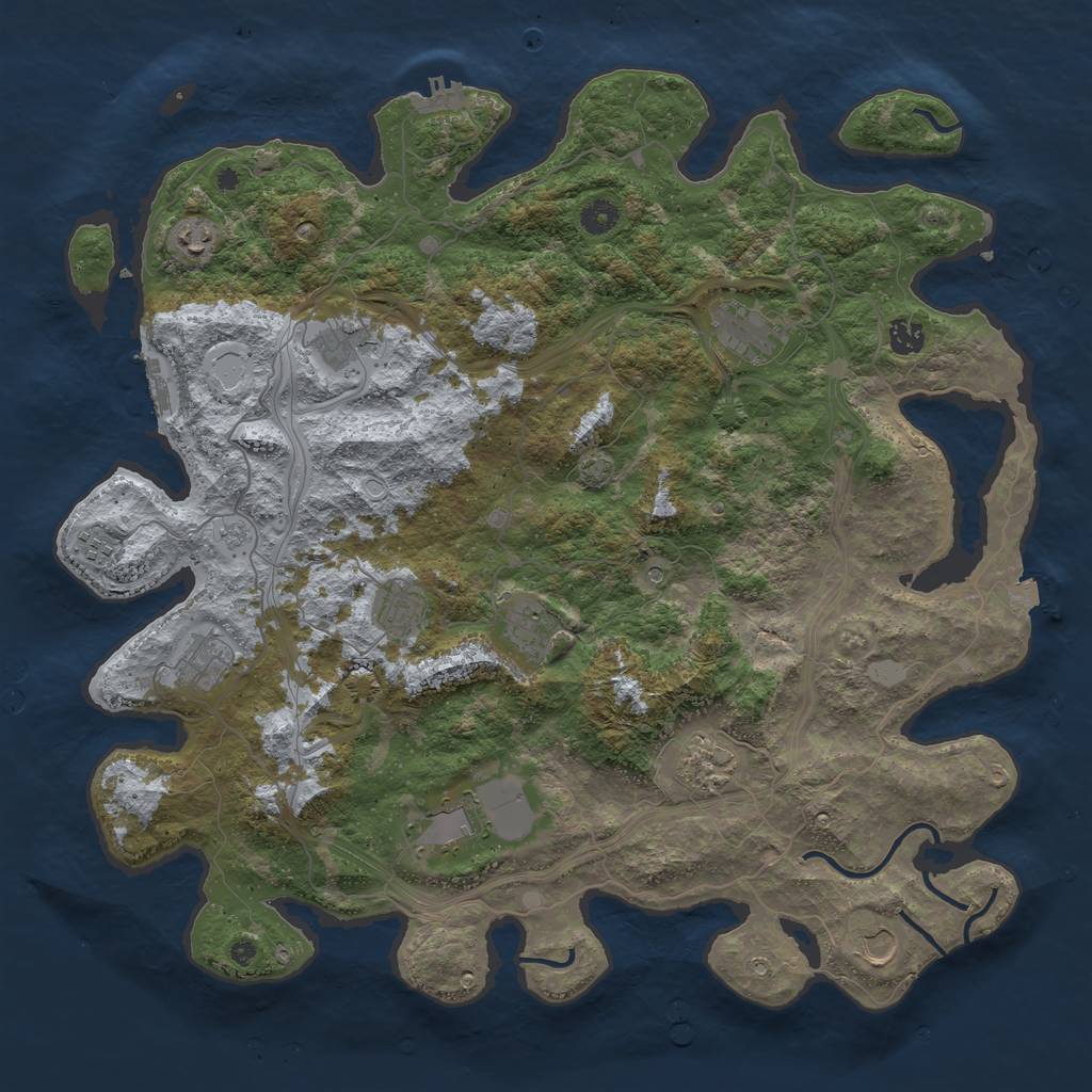 Rust Map: Procedural Map, Size: 4500, Seed: 1264484948, 19 Monuments