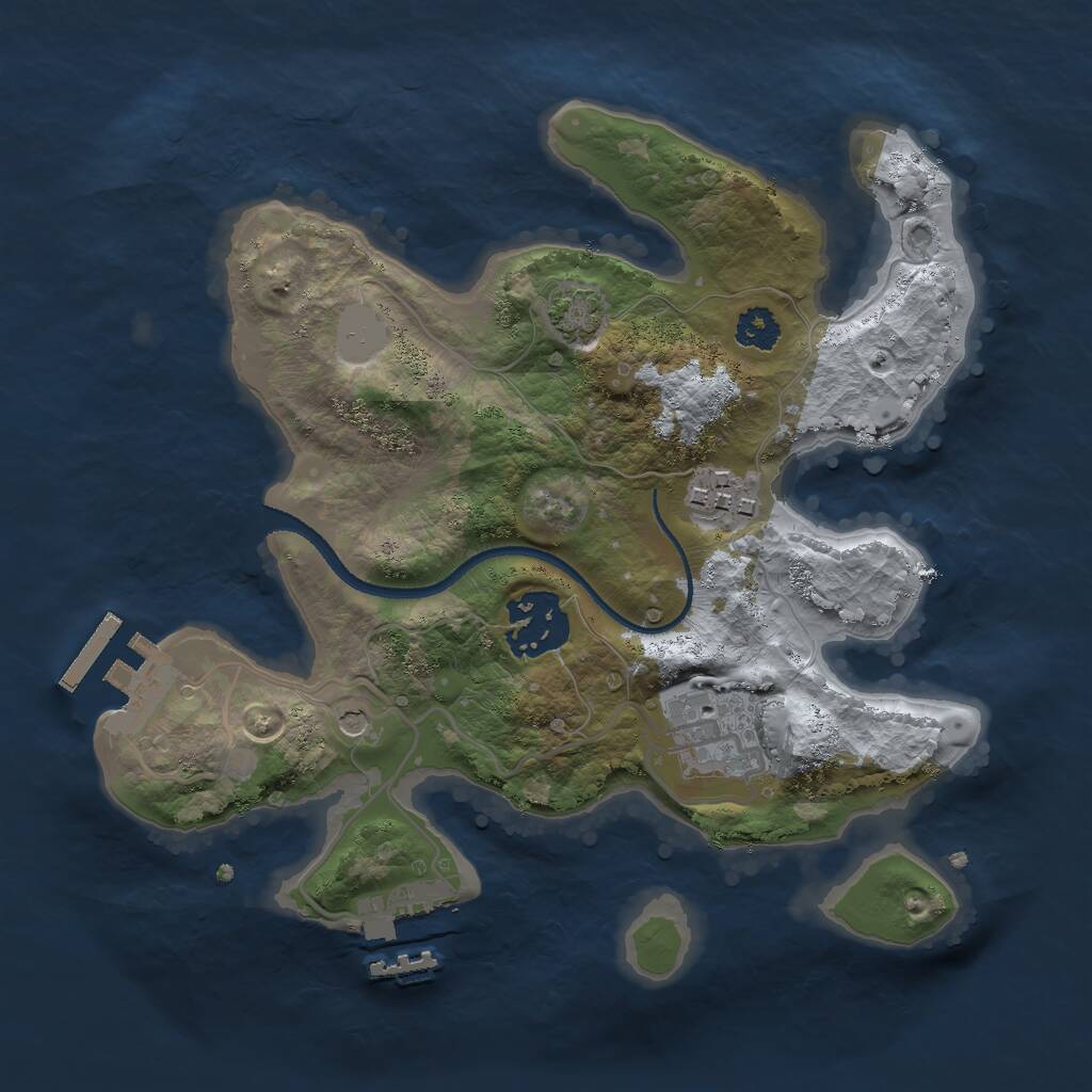 Rust Map: Procedural Map, Size: 2500, Seed: 771078619, 8 Monuments