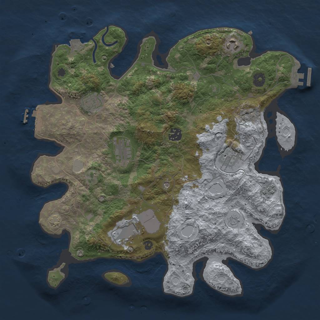 Rust Map: Procedural Map, Size: 3500, Seed: 86069233, 15 Monuments