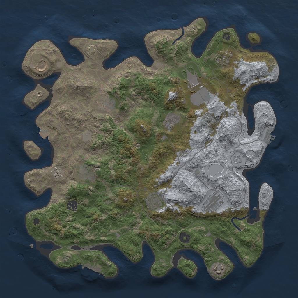 Rust Map: Procedural Map, Size: 4000, Seed: 387677411, 19 Monuments