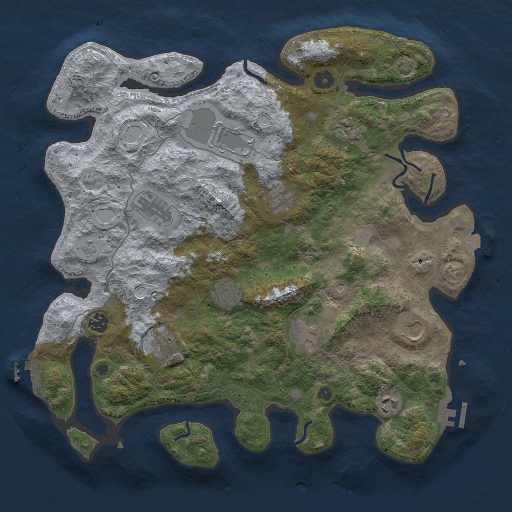 Rust Map: Procedural Map, Size: 4000, Seed: 20991, 19 Monuments