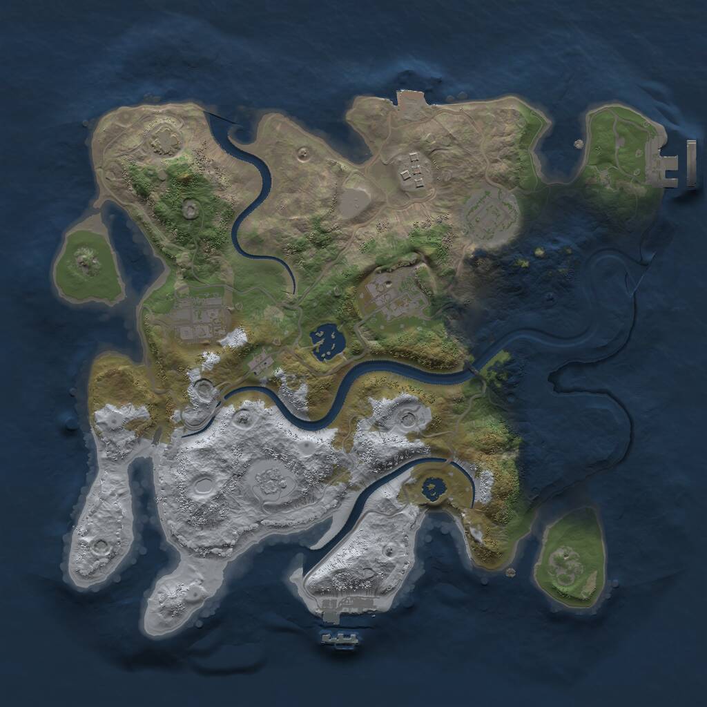 Rust Map: Procedural Map, Size: 3000, Seed: 1443219823, 11 Monuments