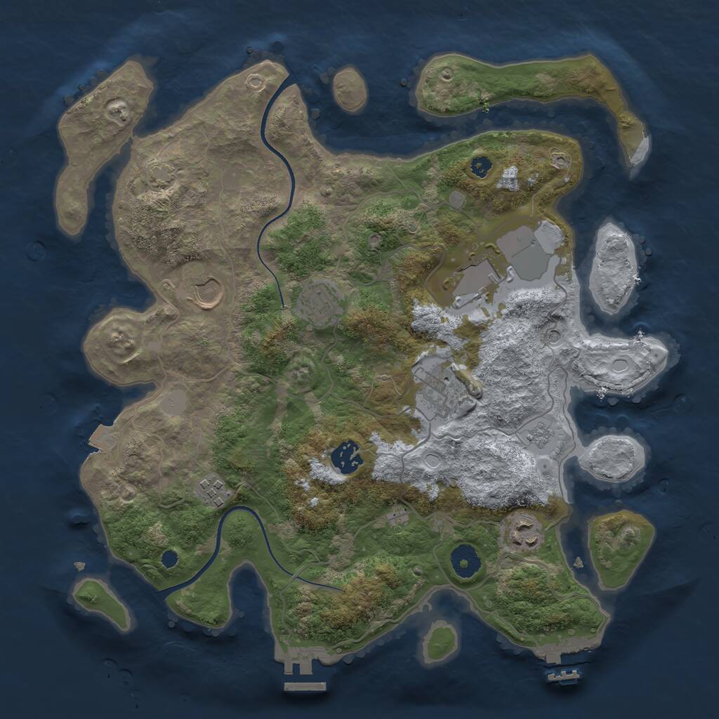 Rust Map: Procedural Map, Size: 3500, Seed: 167887308, 13 Monuments