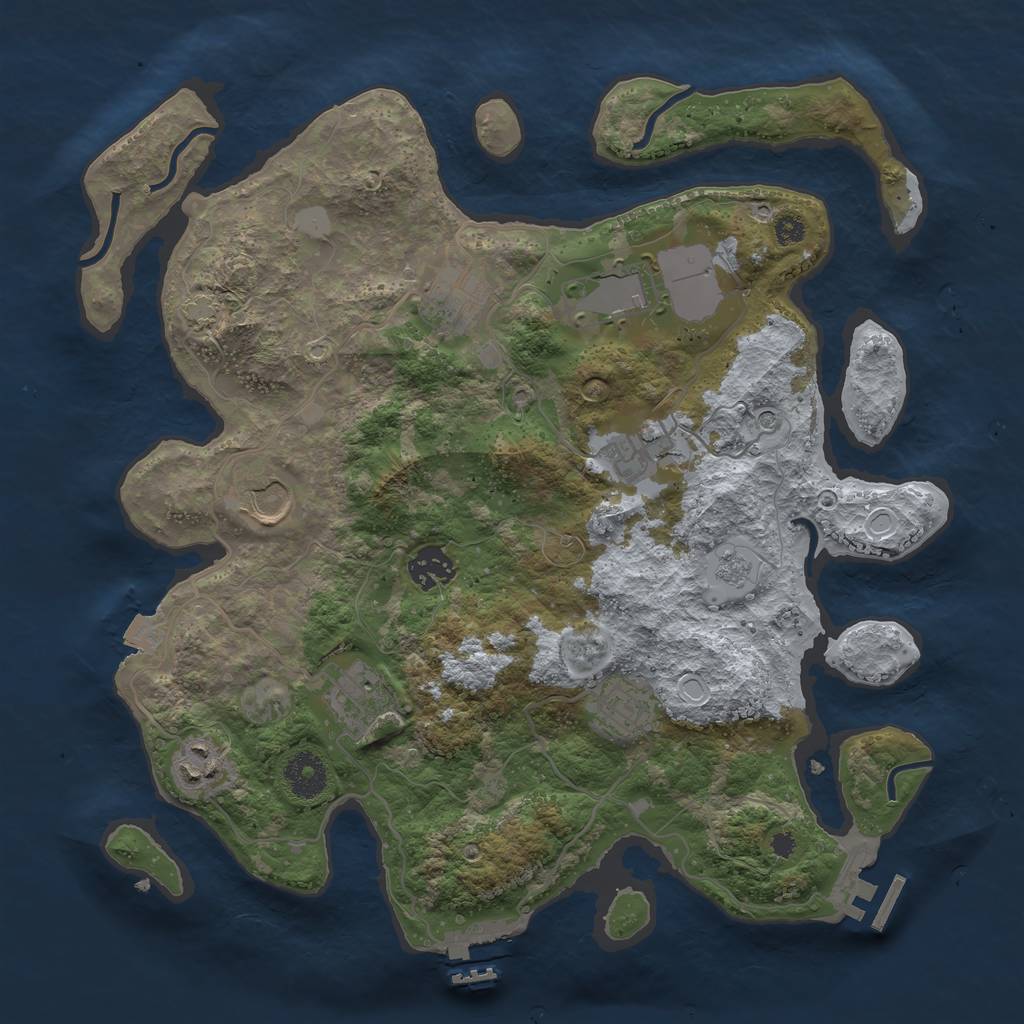 Rust Map: Procedural Map, Size: 3500, Seed: 167887308, 16 Monuments