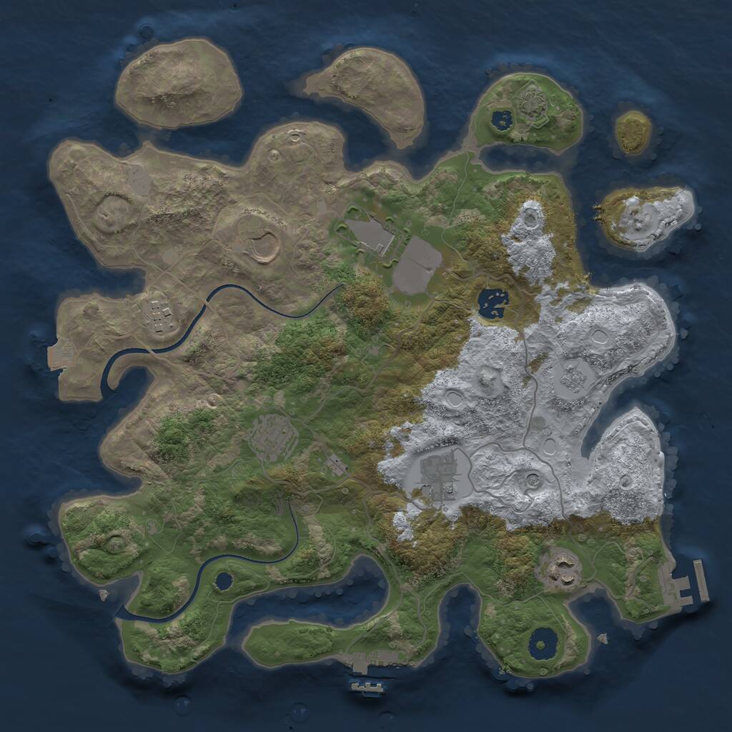 Rust Map: Procedural Map, Size: 3500, Seed: 832442213, 13 Monuments