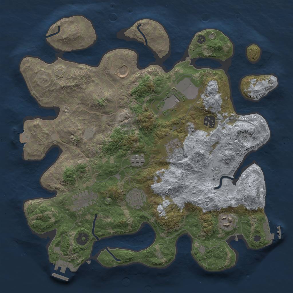 Rust Map: Procedural Map, Size: 3500, Seed: 832442213, 16 Monuments