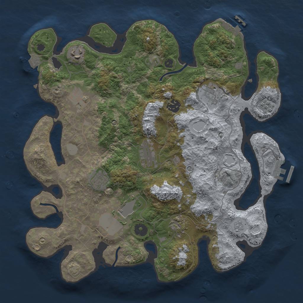 Rust Map: Procedural Map, Size: 3500, Seed: 1908959549, 17 Monuments