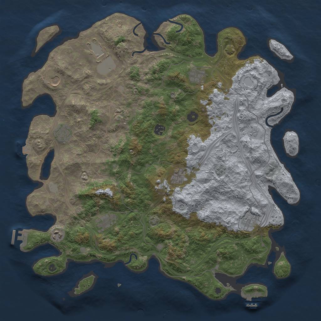 Rust Map: Procedural Map, Size: 4500, Seed: 2046210059, 19 Monuments