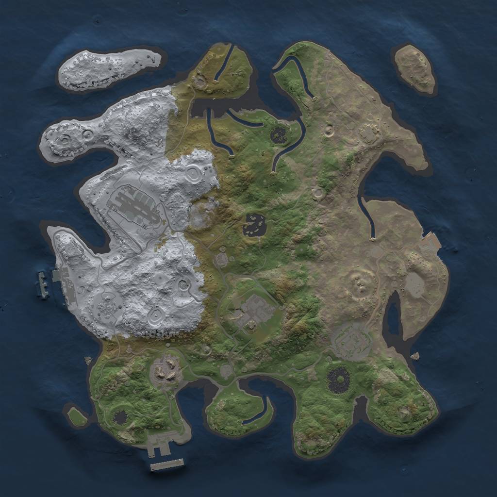 Rust Map: Procedural Map, Size: 3000, Seed: 2024474731, 13 Monuments