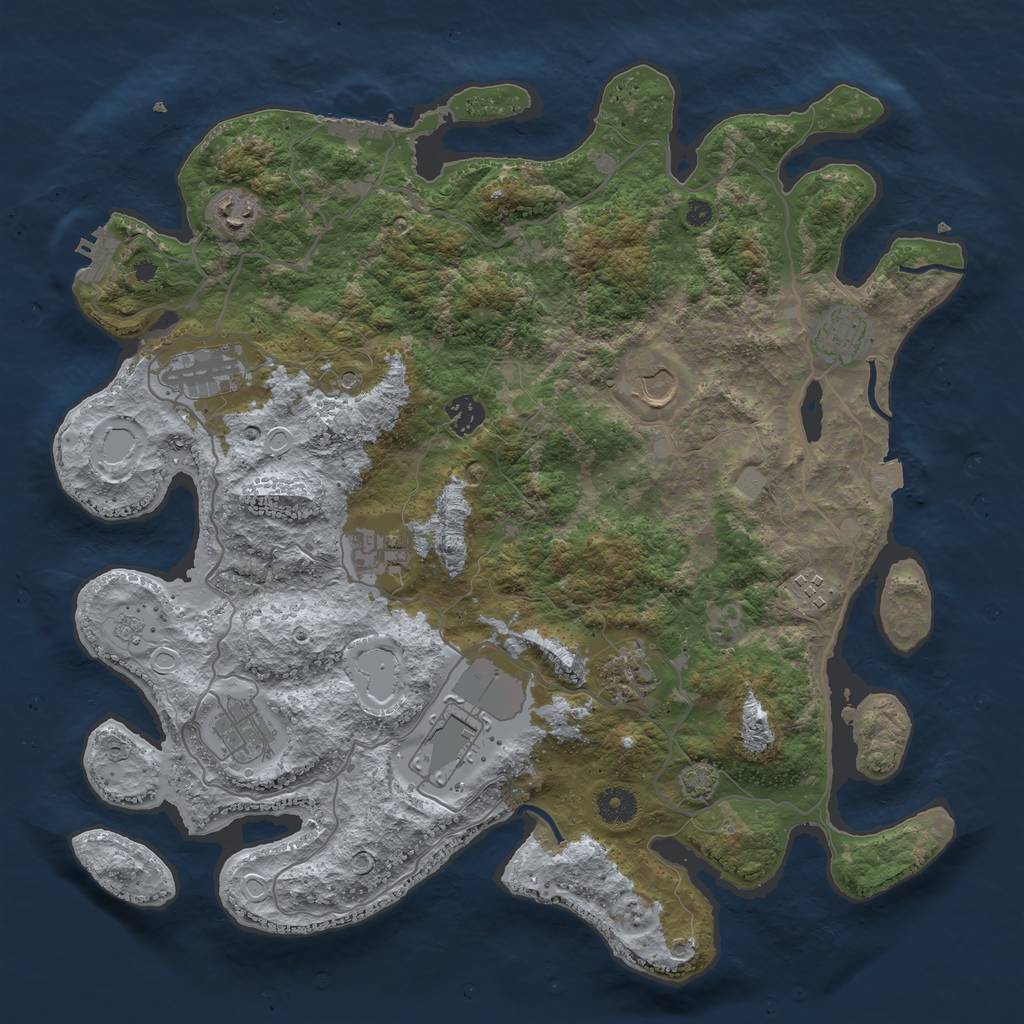Rust Map: Procedural Map, Size: 4000, Seed: 1283999353, 18 Monuments
