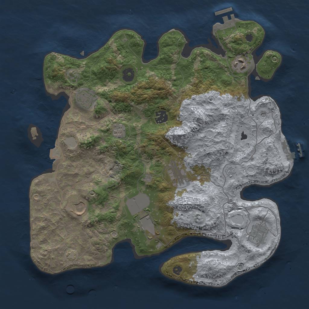 Rust Map: Procedural Map, Size: 3500, Seed: 2094341183, 16 Monuments