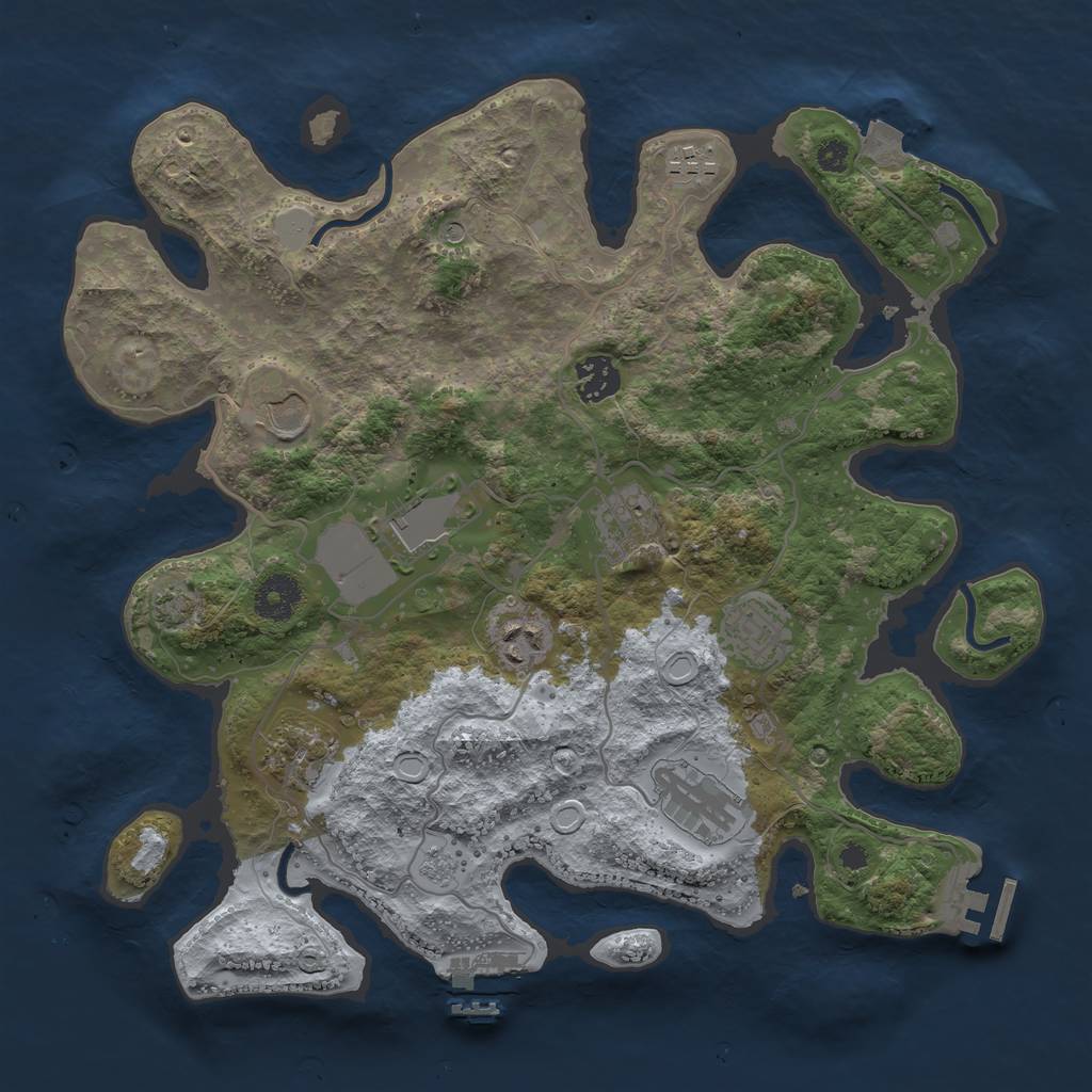 Rust Map: Procedural Map, Size: 3500, Seed: 1363653213, 17 Monuments