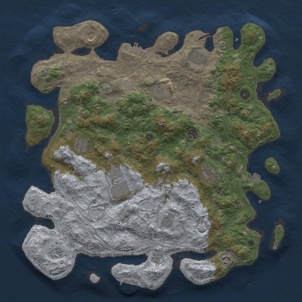 Rust Map: Procedural Map, Size: 4500, Seed: 912712878, 19 Monuments