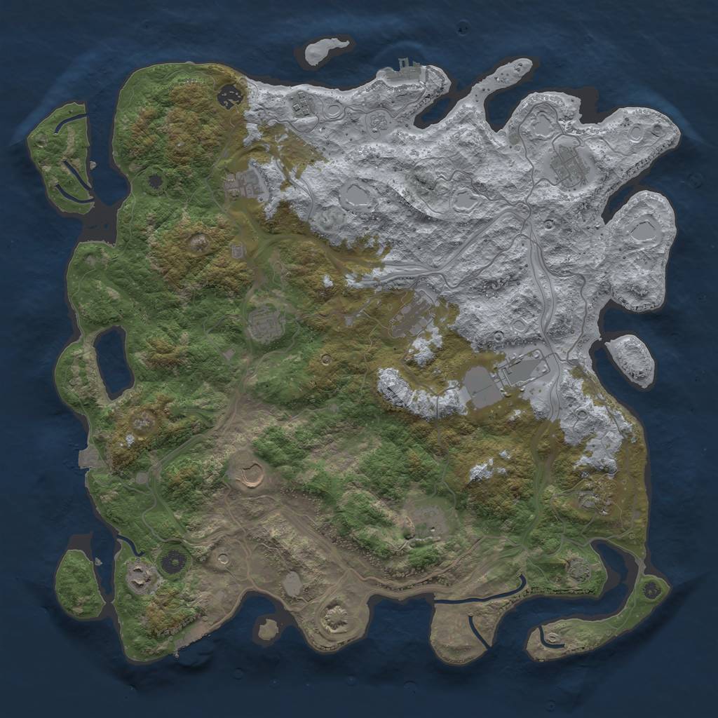 Rust Map: Procedural Map, Size: 4500, Seed: 728840984, 19 Monuments