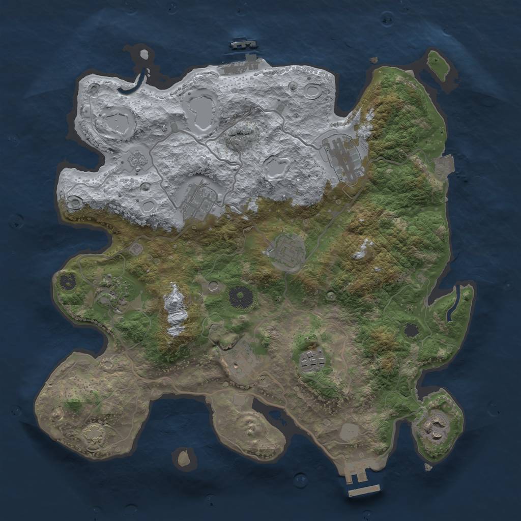 Rust Map: Procedural Map, Size: 3300, Seed: 1645, 15 Monuments