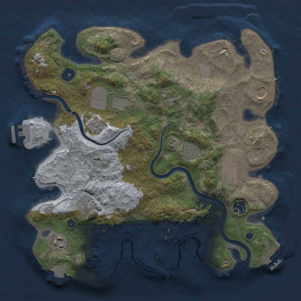 Rust Map: Procedural Map, Size: 3500, Seed: 1007621899, 15 Monuments